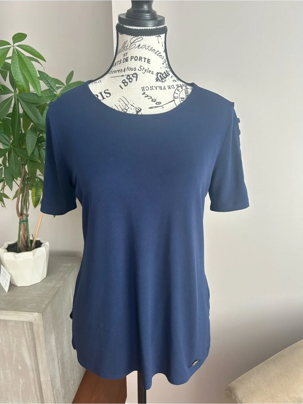 Michael Kors Navy Blue Short Sleeve Top